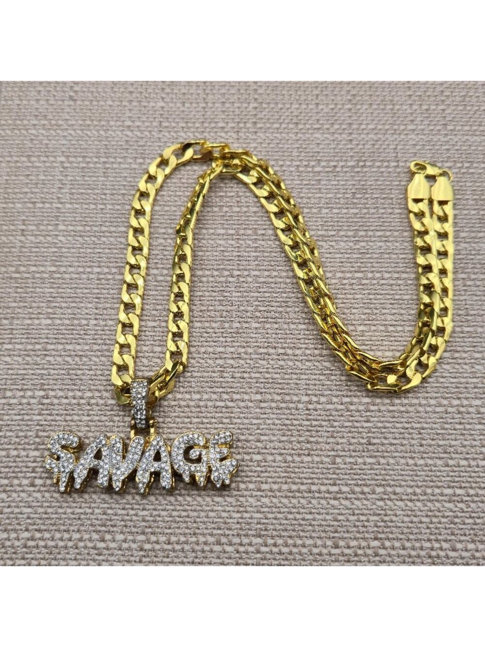 24 Inch Savage Drip Pendant Cuban Link Chain Necklace for Men Hip Hop Jewelry B1